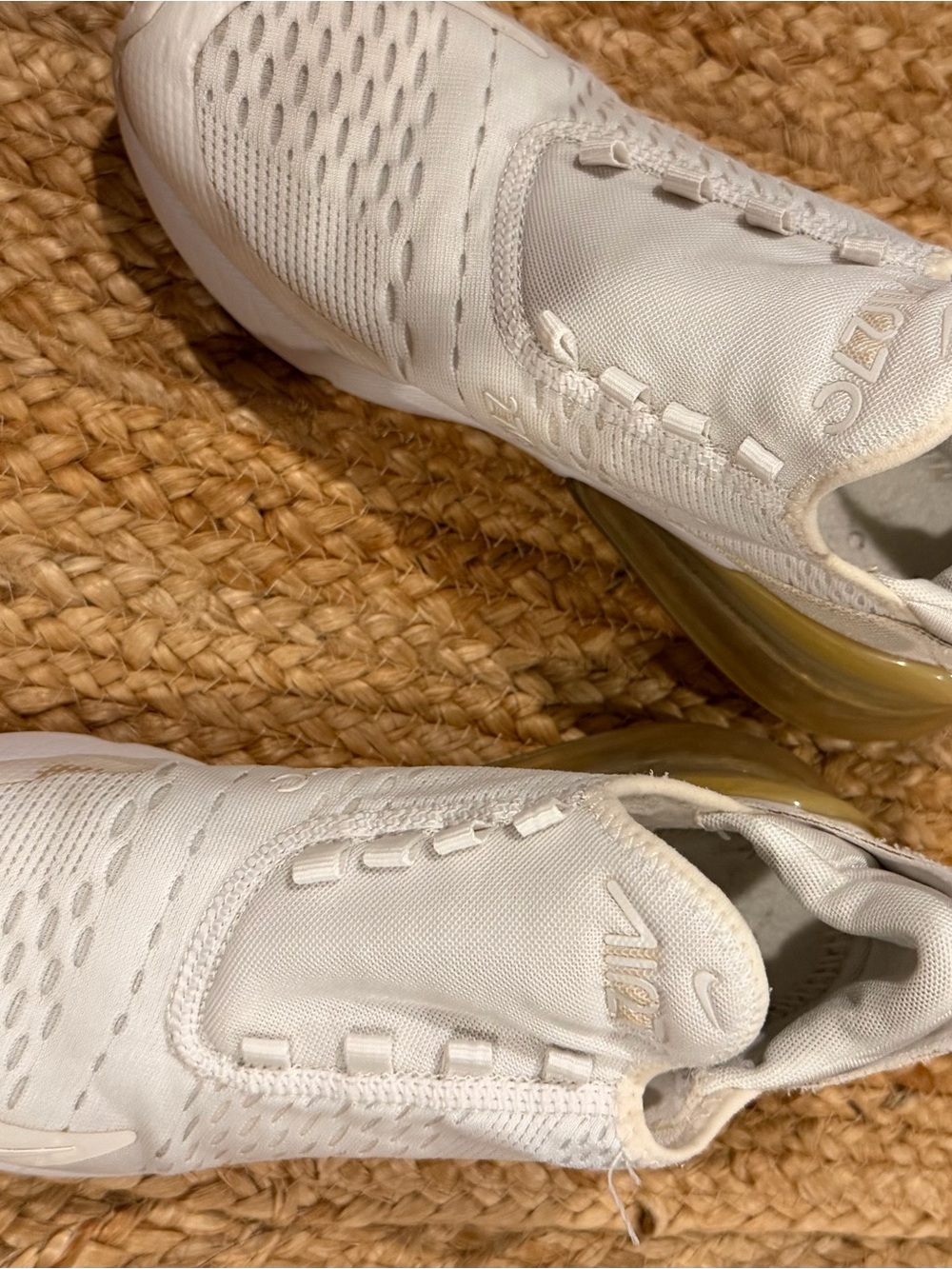 Nike Women’s Slip-On Sneakers in White with Gold Accent